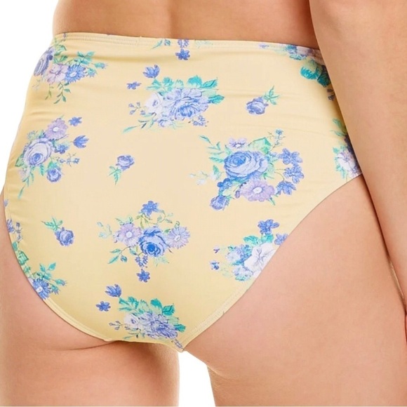 WeWoreWhat High Rise Bikini Bottom Yellow Floral Size Medium Full Coverage - Picture 5 of 7